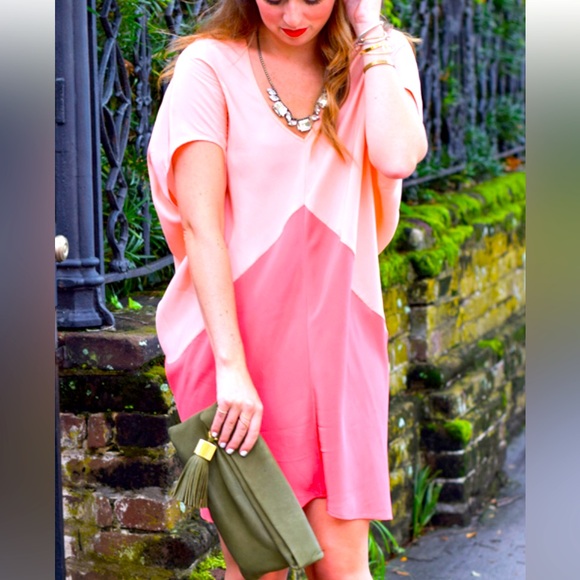 Marie Oliver Coral Silk Kaftan Dress in EUC 💞 - Picture 1 of 8